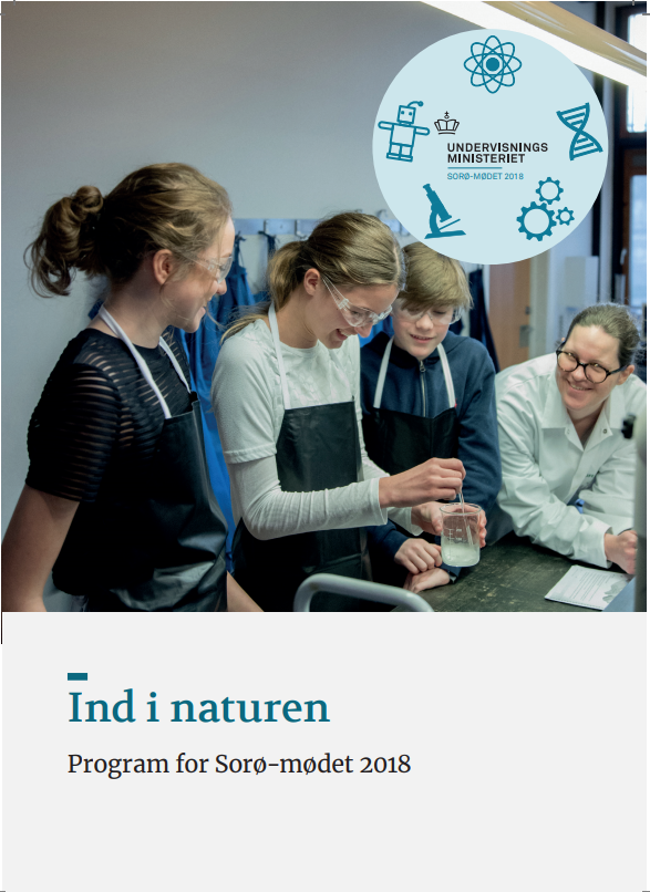 Programmets forside. Elever igang med naturvidenskabeligt forsøg sammen med en lære.