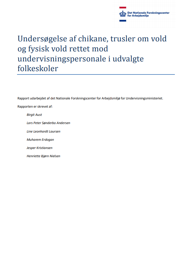 Rapportens forside med overblik over forfattere, der har bidraget til rapporten