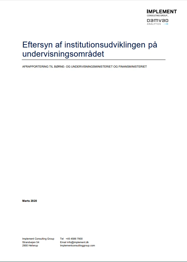 Eftersyn af institutionsudviklingen på undervisningsområdet ...
